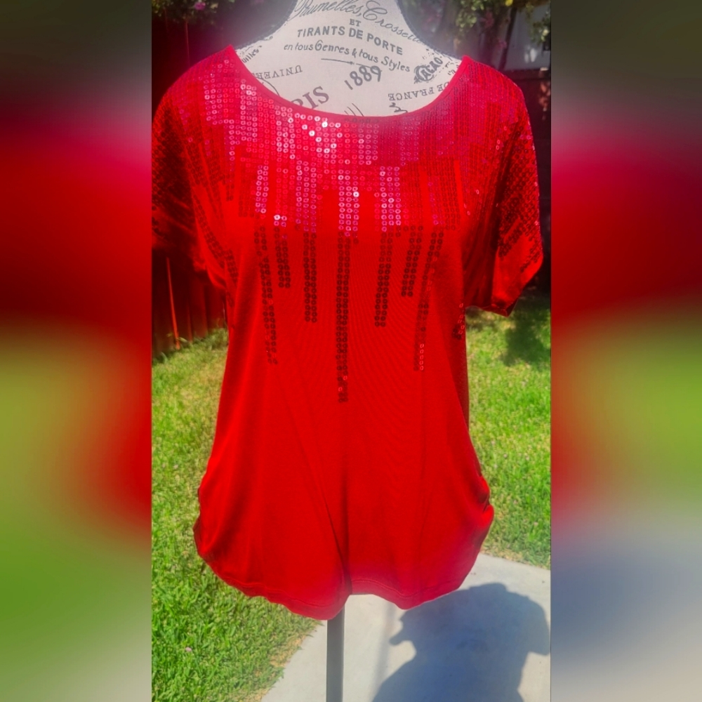 Apt 9 short sleeve sequin top